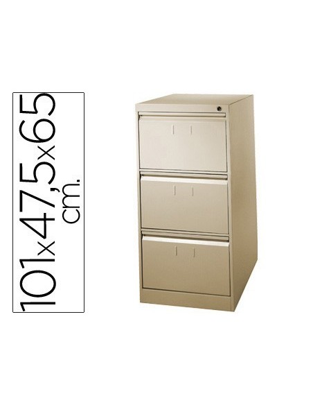 FICHERO CAJONES DE SUELO METALICO DE 3 CAJONES 101 ALTO,65 PROF. 47,5 ANCHO COLOR BEIGE N.34