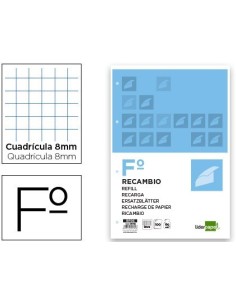 RECAMBIO LIDERPAPEL FOLIO 100 H 4TF-08 CUADRO 8 MM 4 TALADROS CON MARGEN
