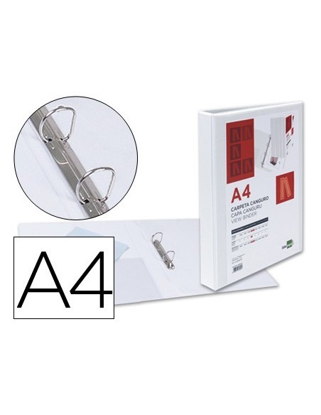 CARPETA CANGURO 2 ANILLAS MIXTAS 25MM LIDERPAPEL A4 PLASTICO BLANCA