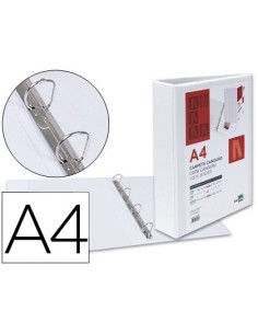 CARPETA CANGURO 4 ANILLAS MIXTAS 55MM LIDERPAPEL A4 PLASTICO BLANCA