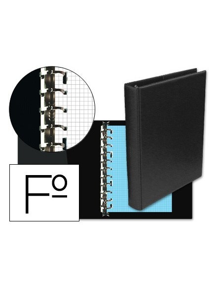 CARPETA MULTIFIN ALFA 3005-M 16 ANILLAS 25 MM PLASTICO FOLIO NEGRO