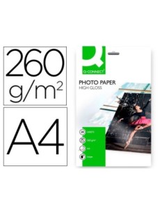 PAPEL Q-CONNECT FOTO GLOSSY KF02163 DIN A4 ALTA CALIDAD DIGITAL PHOTO -PARA INK-JET BOLSA DE 20 HOJAS DE 260 GR