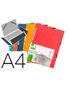 CARPETA Q-CONNECT GOMAS KF02174 CARTON SIMIL-PRESPAN SOLAPAS 320X243 MM PACK DE 5 UNIDADES COLORES SURTIDOS