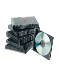 CAJA DE CD Q-CONNECT SLIM -CON INTERIOR NEGRO -PACK DE 25 UNIDADES