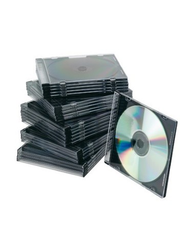 CAJA DE CD Q-CONNECT SLIM -CON INTERIOR NEGRO -PACK DE 25 UNIDADES