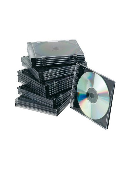CAJA DE CD Q-CONNECT SLIM -CON INTERIOR NEGRO -PACK DE 25 UNIDADES