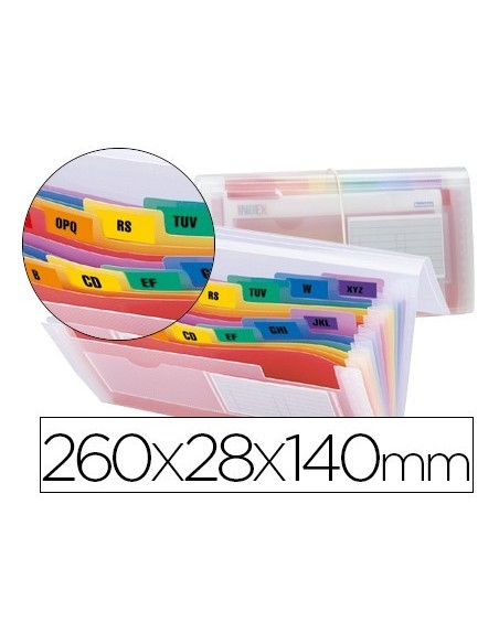 CARPETA LIDERPAPEL CLASIFICADOR FUELLE 43804 POLIPROPILENO PARA LETRAS Y CHEQUES SPECTRAFILE 13 DPTO