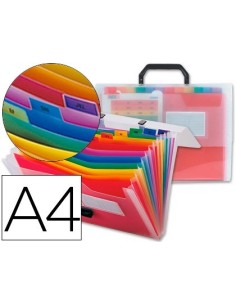 CARPETA LIDERPAPEL CLASIFICADOR FUELLE 45144 POLIPROPILENO A4 TRANSPARENTE CON ASA SPECTRAFILE 26 DPTO