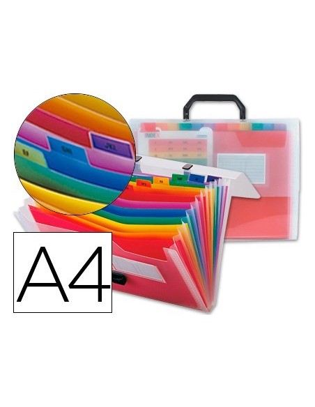 CARPETA LIDERPAPEL CLASIFICADOR FUELLE 45144 POLIPROPILENO A4 TRANSPARENTE CON ASA SPECTRAFILE 26 DPTO