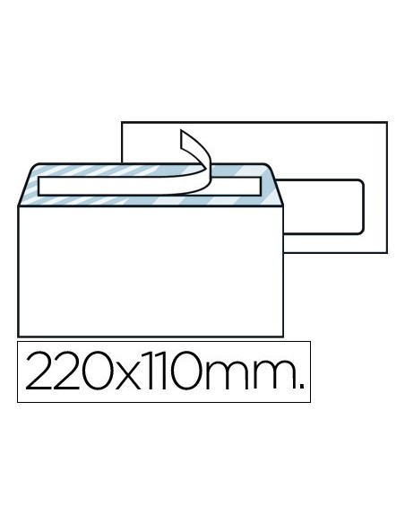 SOBRE LIDERPAPEL N.3 BLANCO DIN AMERICANO VENTANA DERECHA 110X220MM TIRA DE SILICONA SYSTEM OPEN CAJA DE 500 UNIDAD