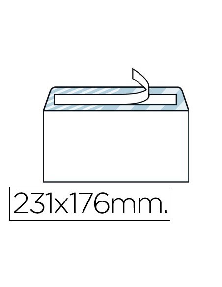 SOBRE LIDERPAPEL N.12 BLANCO CUARTO 176X231 MM TIRA DE SILICONA CAJA DE 500 UNIDADES