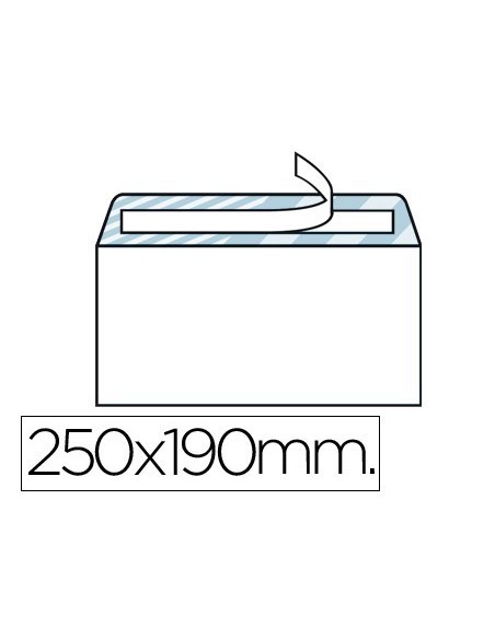 SOBRE LIDERPAPEL N.13 BLANCO CUARTO PROLONGADO 190X250MM TIRA DE SILICONA CAJA DE 250 UNIDADES