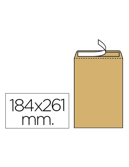 SOBRE LIDERPAPEL BOLSA N.6 KRAFT CUARTO PROLONGADO 184X261MM TIRA DE SILICONA CAJA DE 250 UNIDADES