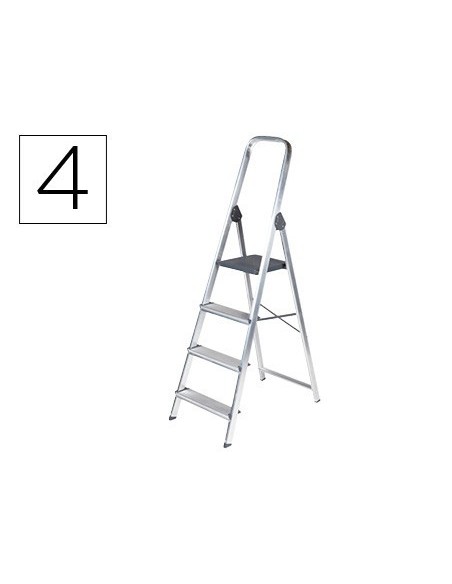 ESCALERA Q-CONNECT DE ALUMINIO 4 PELDAÑOS 860X462X1470 MM PESO MAXIMO 150 KG EN-131