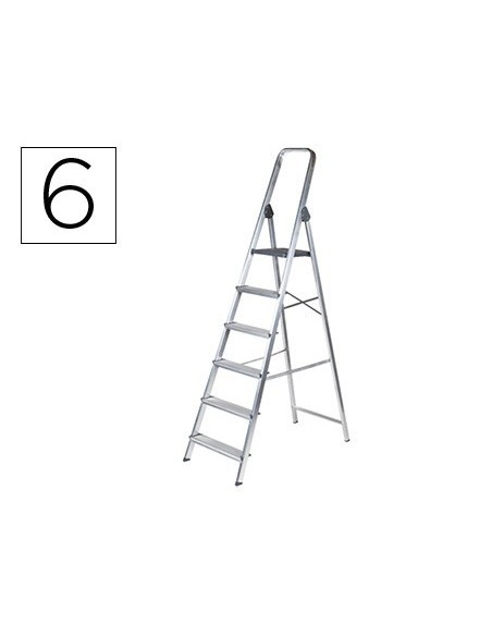 ESCALERA Q-CONNECT DE ALUMINIO 6PELDAÑOS 1203X510X1895 MM PESO MAXIMO 150 KG EN-131
