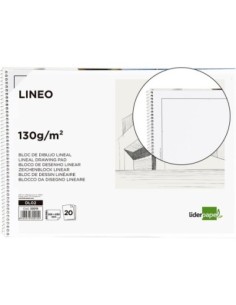 BLOC DIBUJO LIDERPAPEL LINEAL ESPIRAL 230X325MM 20 HOJAS 130G/M2 CON RECUADRO PERFORADO