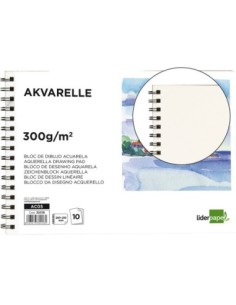 BLOC DIBUJO LIDERPAPEL ACUARELA ESPIRAL 297X210MM 10 HOJAS 300G/M2 SIN RECUADRO