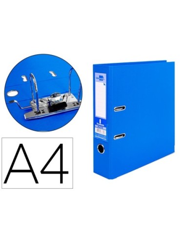 ARCHIVADOR DE PALANCA LIDERPAPEL A4 DOCUMENTA FORRADO PVC CON RADO LOMO 75MM AZUL COMPRESOR METALICO