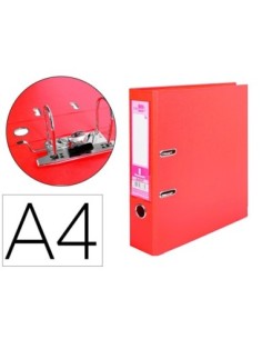 ARCHIVADOR DE PALANCA LIDERPAPEL A4 DOCUMENTA FORRADO PVC CON RADO LOMO 75MM ROJO COMPRESOR METALICO