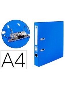ARCHIVADOR DE PALANCA LIDERPAPEL A4 DOCUMENTA FORRADO PVC CON RADO LOMO 52MM AZUL COMPRESOR METALICO