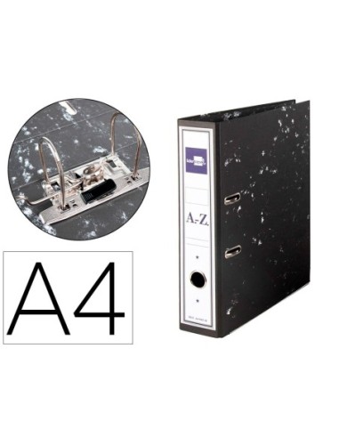 ARCHIVADOR DE PALANCA LIDERPAPEL CARTON FORRADO DIN A4 JASPEADO NEGRO SIN CAJA-CON RADO