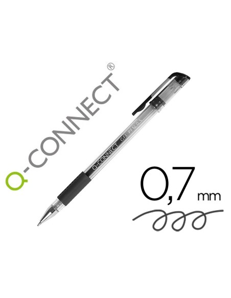 BOLIGRAFO Q-CONNECT TINTA GEL NEGRO 0,7 MM SUJECION DE CAUCHO