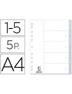 SEPARADOR NUMERICO Q-CONNECT PLASTICO 1-5 JUEGO DE 5 SEPARADORES DIN A4 MULTITALADRO