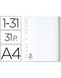 SEPARADOR NUMERICO Q-CONNECT PLASTICO 1-31 JUEGO DE 31 SEPARADORES DIN A4 MULTITALADRO