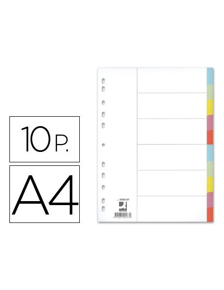 SEPARADOR Q-CONNECT CARTULINA JUEGO DE 10 SEPARADORES DIN A4MULTITALADRO