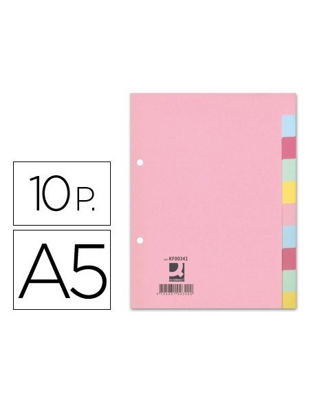 SEPARADOR Q-CONNECT CARTULINA JUEGO DE 10 SEPARADORES DIN A5