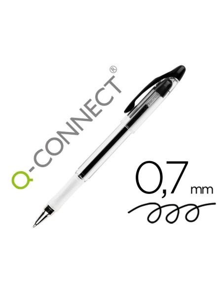BOLIGRAFO Q-CONNECT DELTA NEGRO SUJECION DE CAUCHO CON CAPUCHON