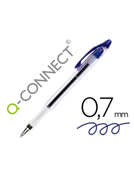 BOLIGRAFO Q-CONNECT DELTA AZUL SUJECION DE CAUCHO CON CAPUCHON