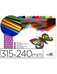 BLOC TRABAJOS MANUALES LIDERPAPEL CELOFAN 240X315MM 10 HOJAS COLORES SURTIDOS