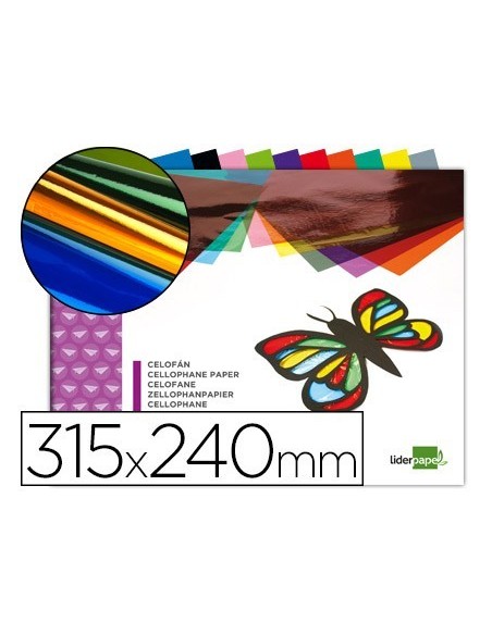 BLOC TRABAJOS MANUALES LIDERPAPEL CELOFAN 240X315MM 10 HOJAS COLORES SURTIDOS