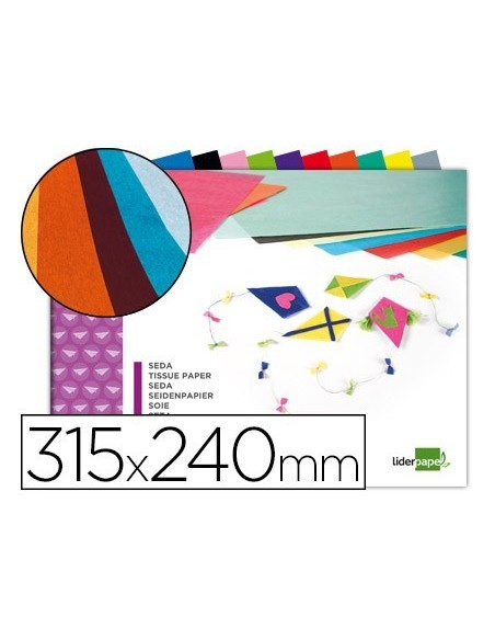 BLOC TRABAJOS MANUALES LIDERPAPEL SEDA 240X315MM 10 HOJAS COLORES SURTIDOS