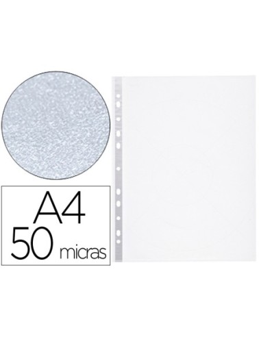 FUNDA MULTITALADRO Q-CONNECT DIN A4 50 MICRAS PIEL DE NARANJA BOLSA DE 10 UNIDADES