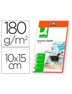 PAPEL Q-CONNECT FOTO GLOSSY -KF01905 -10X15 -DIGITAL PHOTO -PARA INK-JET -BOLSA DE 25 HOJAS DE 180 GR