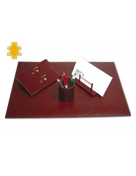 ESCRIBANIA SOBREMESA Q-CONNECT ARTESANIA DE PIEL JUEGO DE 4 PIEZAS 40X60X0,6 CM FABRICADA EN UBRIQUE