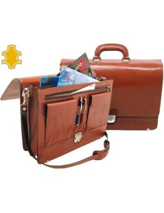 CARTERA PORTAFOLIOS Q-CONNECT ARTESANIA DE PIEL CON BROCHE 403X300X105 MM FABRICADA EN UBRIQUE
