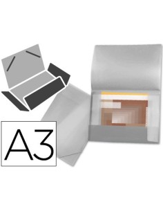 CARPETA LIDERPAPEL PORTADOCUMENTOS 44804 SOLAPAS POLIPROPILENO DIN A3 TRANSPARENTE TRANSLUCIDO LOMO FLEXIBLE