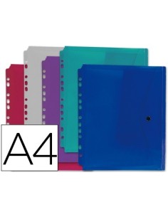 CARPETA LIDERPAPEL DOSSIER BROCHE 36669 POLIPROPILENO DIN A4 PACK DE 5 COL.SURTIDOS TRANSPARENTE MULTITALADRO