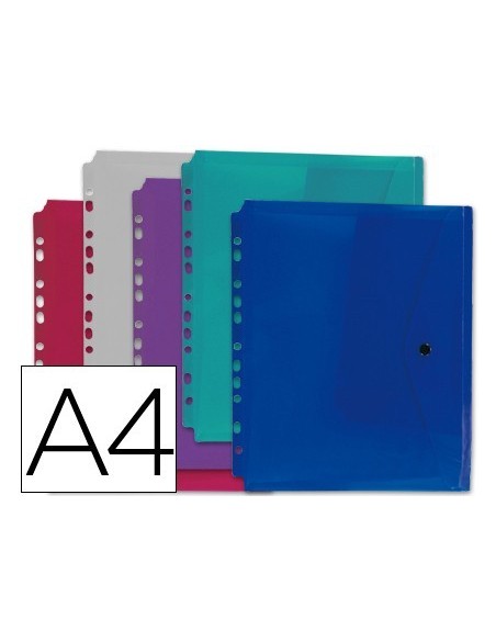 CARPETA LIDERPAPEL DOSSIER BROCHE 36669 POLIPROPILENO DIN A4 PACK DE 5 COL.SURTIDOS TRANSPARENTE MULTITALADRO