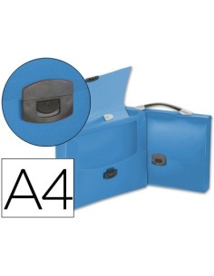 CARPETA LIDERPAPEL PORTADOCUMENTOS BROCHE POLIPROPILENO DIN A4 AZUL TRANSPARENTE CON ASA