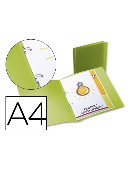 CARPETA LIDERPAPEL 2 ANILLAS REDONDAS MINI 15 MM 49073 POLIPROPILENO DIN A4 VERDE TRANSLUCIDO