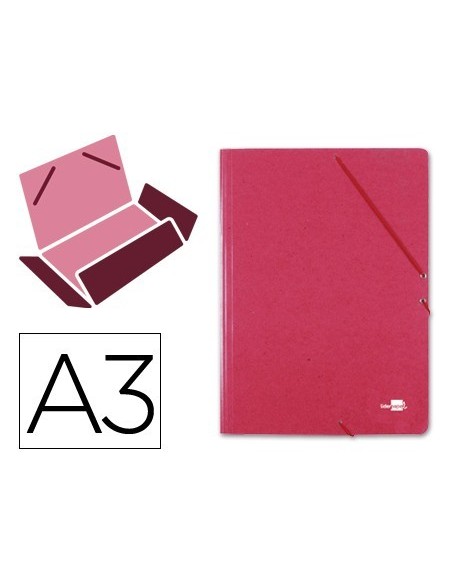 CARPETA LIDERPAPEL GOMAS A3 3 SOLAPAS CARTON PRESPAN ROJA