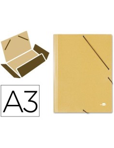 CARPETA LIDERPAPEL GOMAS A3 3 SOLAPAS CARTON PRESPAN AMARILLA