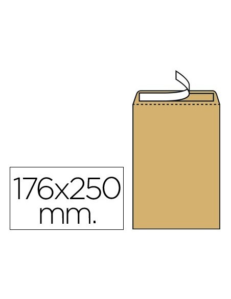 SOBRE LIDERPAPEL BOLSA N.14 KRAFT B5 176X250 MM TIRA DE SILICONA CAJA DE 500 UNIDADES