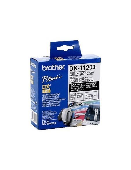 ETIQUETA ADHESIVA BROTHER DK11203 -TAMAÑO 17X87 MM PARA IMPRESORAS DE ETIQUETAS QL -300 ETIQUETAS-
