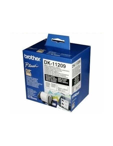 ETIQUETA ADHESIVA BROTHER DK11209 -TAMAÑO 62X29 MM PARA IMPRESORAS DE ETIQUETAS SOLO 1050/N/1060N -800 ETIQ.-
