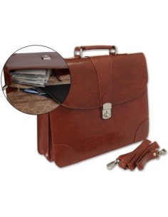 CARTERA PORTADOCUMENTOS Q-CONNECT KF02610 CON CORREA Y DPTOS INTERIORES MARRON
